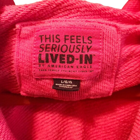 American Eagle Women's Hoodie This Feels Seriously Lived In Zip Up Pink Ombre Lg - Picture 4 of 8